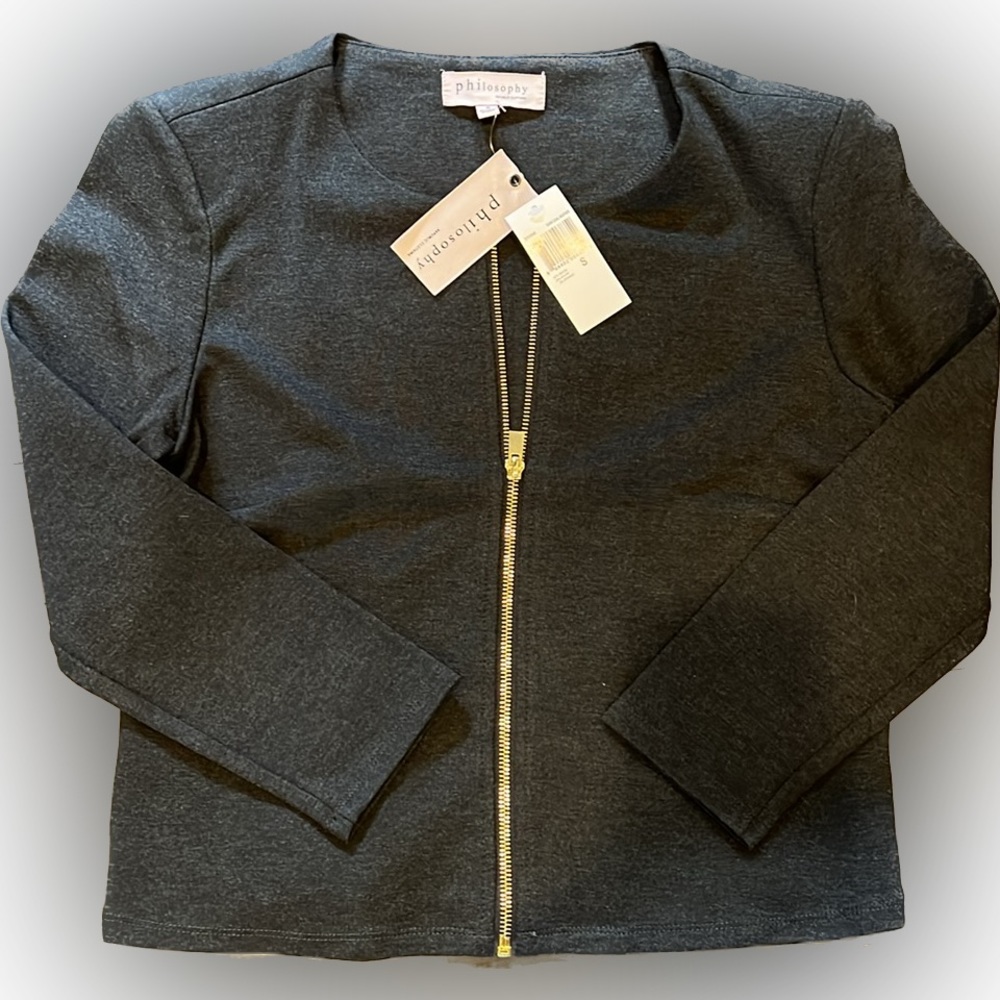 Philosophy crop blazer, jacket, – charcoal gray